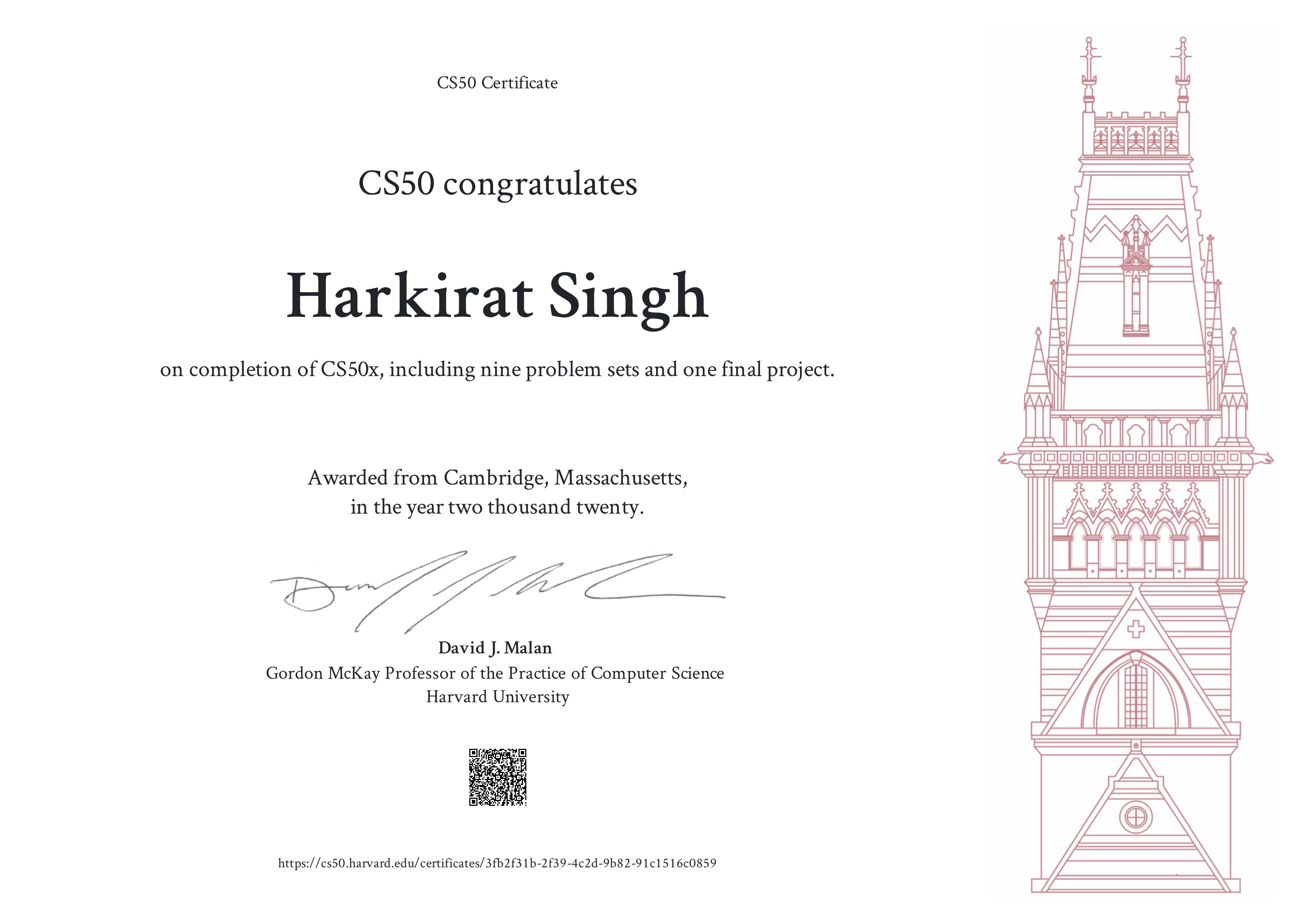 CS50 Certificate
